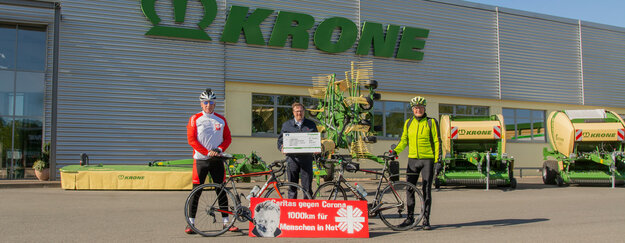 [Translate to EN:] Krone unterstützt Charity-Radtour mit 10.000 Euro