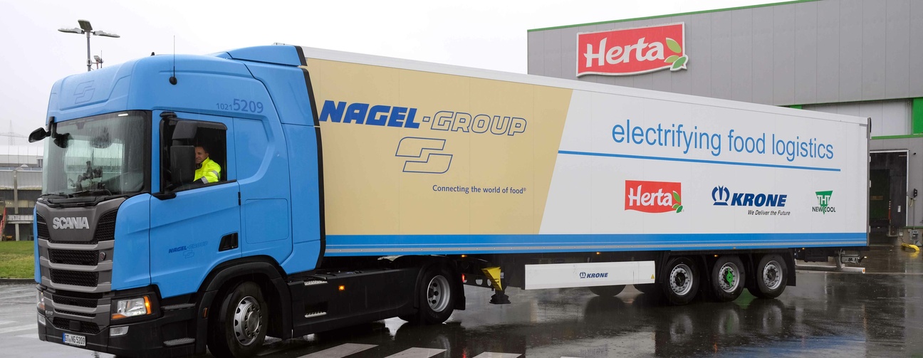 [Translate to EN:] Nagel-Group und Herta testen E-Trailer